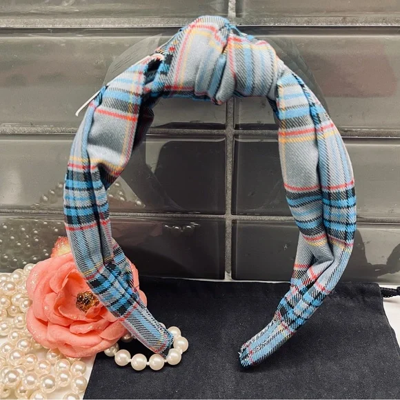 J. Crew | Accessories | Jcrew Knot Headband In Blue Plaid  display picture 3